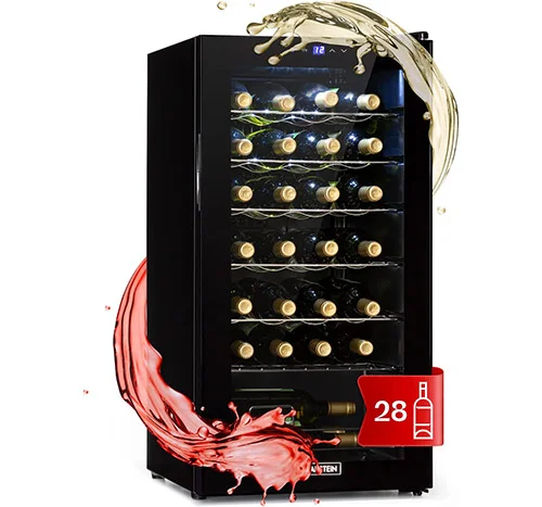 Klarstein Vinoteca 19 Botellas, Nevera Vinos, Una Zona de Refrigeración,  Nevera Expositora Vino y Cerveza, Vinoteca Interior y Exterior con Puerta  de